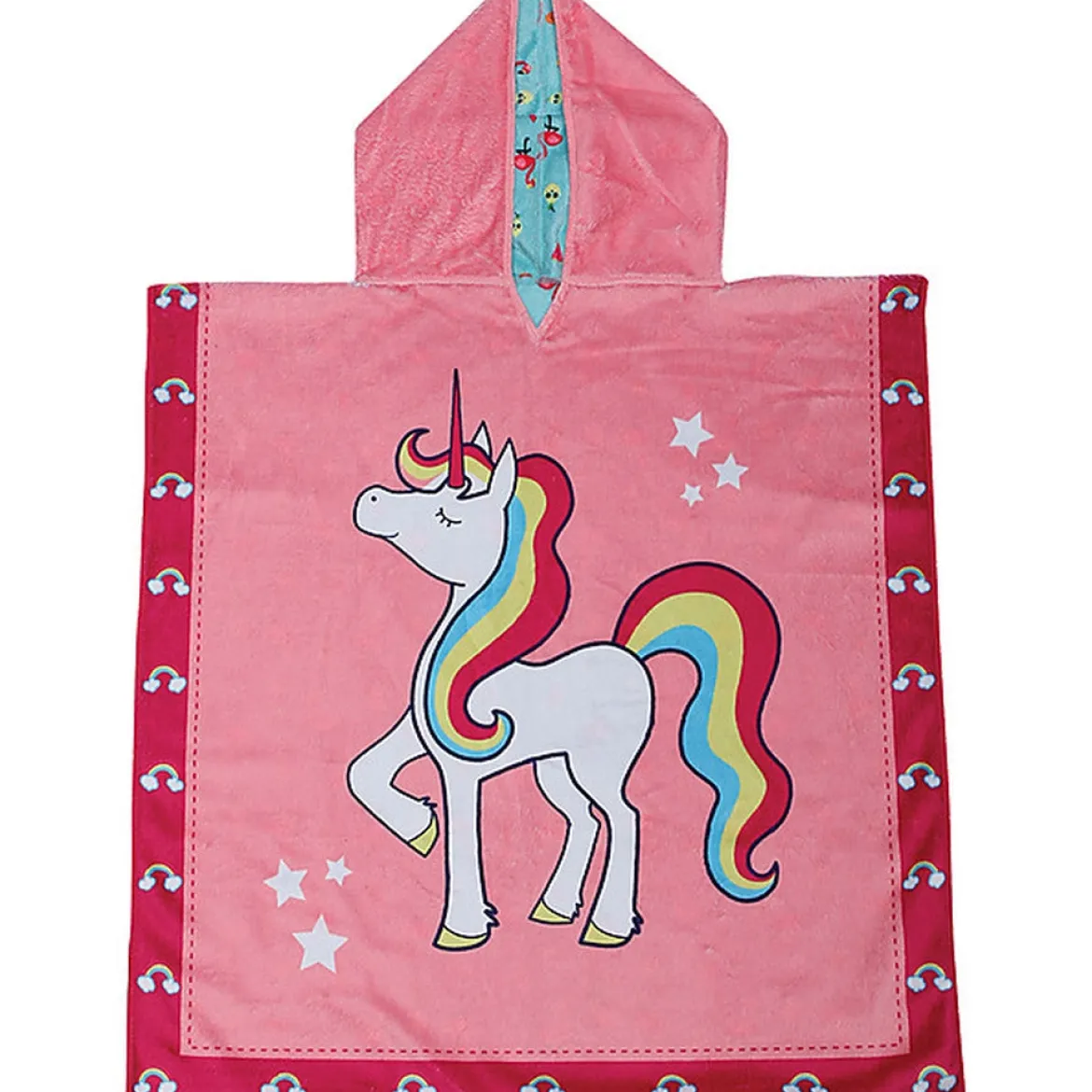 accappatoio poncho reversibile unicorno - tropicale