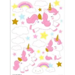 adesivi da parete - unicorni oro - 28 adesivi