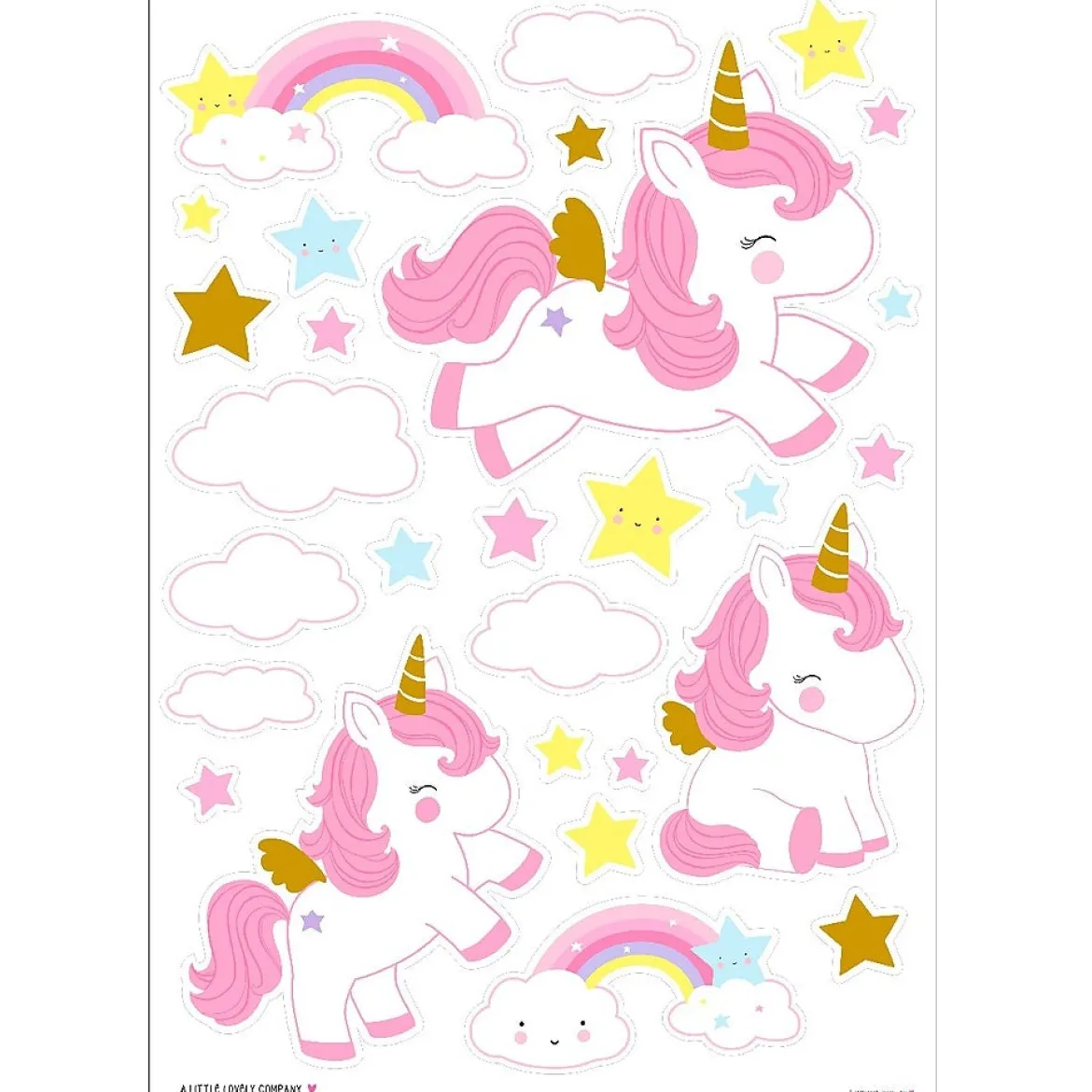 adesivi da parete - unicorni oro - 28 adesivi
