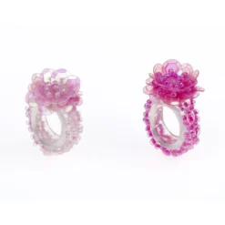 anello mira rosa e fucsia con fiore di perline