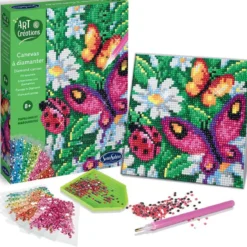 art & creations - canevas a diamanter - farfalle e coccinelle