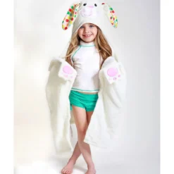 asciugamano bimbi con cappuccio, bella il coniglio - 100% cotone
