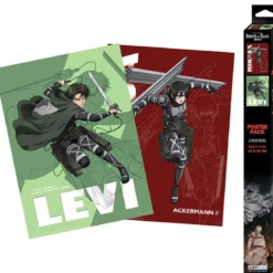 attack on titan - set 2 chibi poster 52x38cm - levi & mikasa