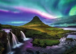 aurora over kirkjufell - puzzle 1000 pezzi