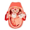 bambola lena in stoffa con culla, doudou , e biberon