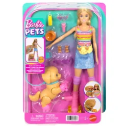 barbie - barbie bionda con cucciolo sui pattini