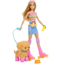 barbie - barbie bionda con cucciolo sui pattini