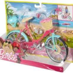 barbie bicicletta per bambole con casco e accessori