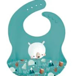 bavaglino con raccoglipappa in silicone - orso polare