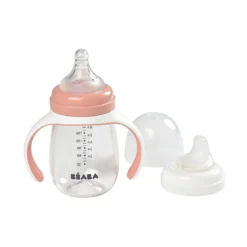 biberon da apprendimento 2in1 - 210 ml - rosa - incoraggia il tuo bambino all'indipendenza