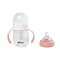 biberon da apprendimento 2in1 - 210 ml - rosa - incoraggia il tuo bambino all'indipendenza