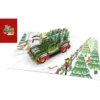 biglietto di auguri - camioncino con albero di natale - kirigami