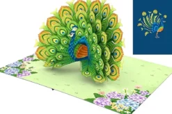 biglietto di auguri - pavone - kirigami