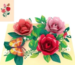biglietto di auguri - rose - kirigami