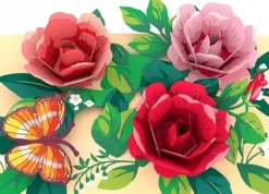 biglietto di auguri - rose - kirigami