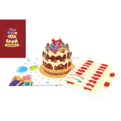 biglietto di auguri - torta colorata - kirigami