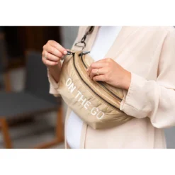 borsa marsupio trapuntata - banana bag on the go - 34 x 12 x 16 cm - beige