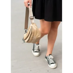 borsa marsupio trapuntata - banana bag on the go - 34 x 12 x 16 cm - beige
