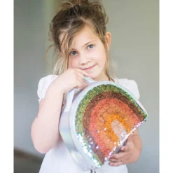 borsa pranzo termica, arcobaleno glitter - grigio