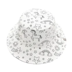 cappello estivo reversibile da colorare con pennarelli - 100% cotone - unicorno 2-4 anni