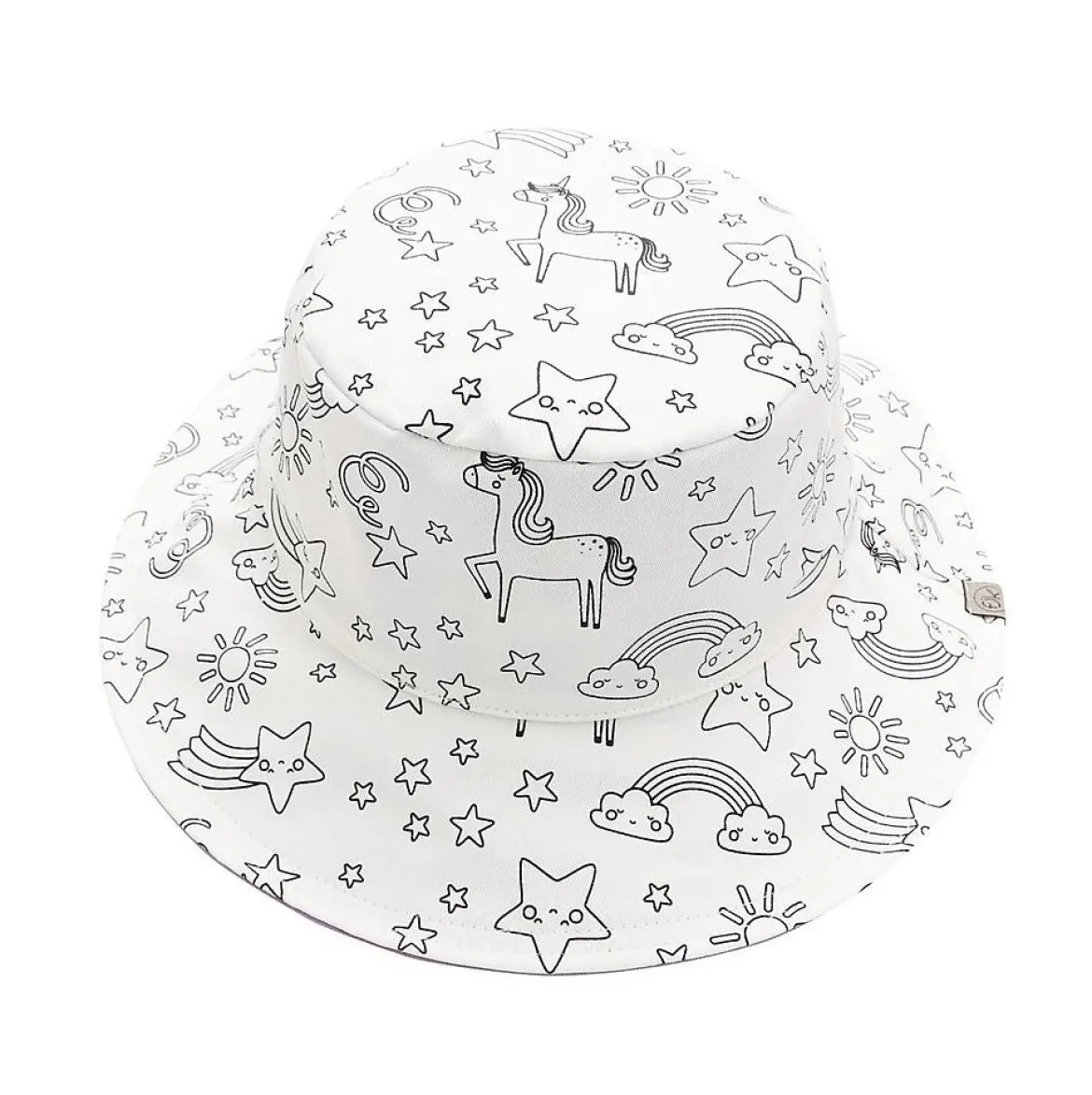 cappello estivo reversibile da colorare con pennarelli - 100% cotone - unicorno 2-4 anni