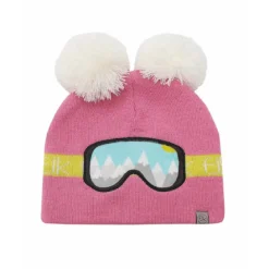 cappello invernale lavorato a maglia - occhiali da sci rosa tg m-l 2-6 anni