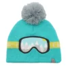 cappello invernale lavorato a maglia - occhiali da sci turchese tg m-l 2-6 anni