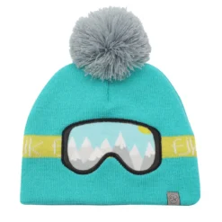 cappello invernale lavorato a maglia - occhiali da sci turchese tg m-l 2-6 anni