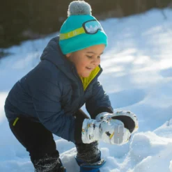 cappello invernale lavorato a maglia - occhiali da sci turchese tg m-l 2-6 anni