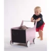 carrello portagiochi in legno con lavagna, rosa pallido - perfetto per i primi passi!