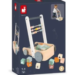 carrello primi passi con pallottoliere e cubi in legno