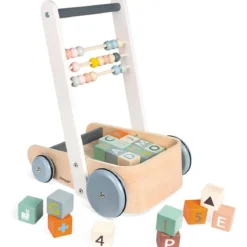 carrello primi passi con pallottoliere e cubi in legno