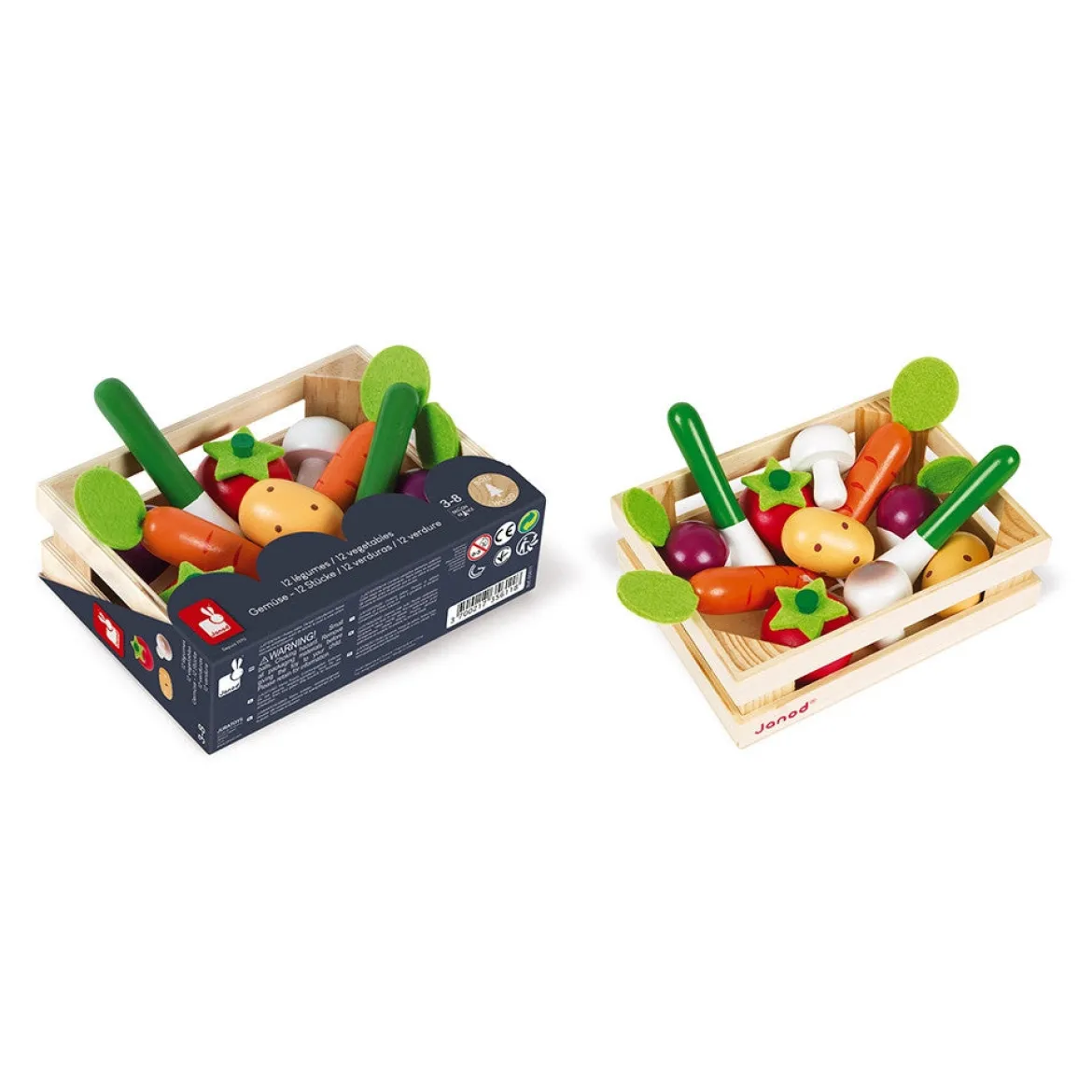 cassetta con 12 verdure in legno