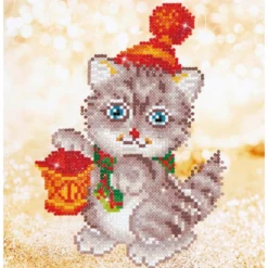 christmas kitten glow - diamond dotz beginner dd3.013
