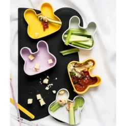 contenitore coniglio rosa chiaro snackie 2 in 1 porta pranzo e piatto - senza bpa!