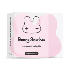 contenitore coniglio rosa chiaro snackie 2 in 1 porta pranzo e piatto - senza bpa!