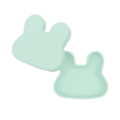 contenitore coniglio verde menta snackie 2 in 1 porta pranzo e piatto - senza bpa!