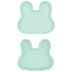 contenitore coniglio verde menta snackie 2 in 1 porta pranzo e piatto - senza bpa!