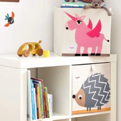 contenitore portaoggetti unicorno rosa - compatibile con scaffali ikea kallax e eket