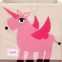 contenitore portaoggetti unicorno rosa - compatibile con scaffali ikea kallax e eket