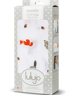 copertina swaddle 120 x 120 cm, amici del bosco - 100% mussola di cotone