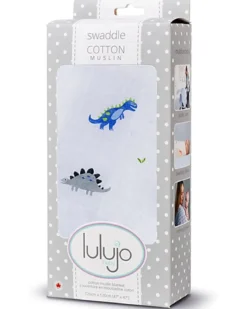 copertina swaddle 120 x 120 cm, dinosauri -100% mussola di cotone