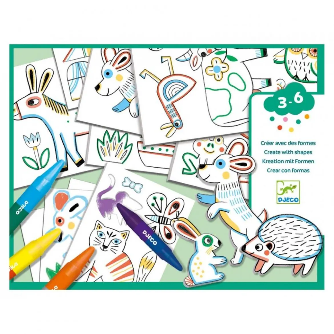crea con le forme - set collage con gli animali