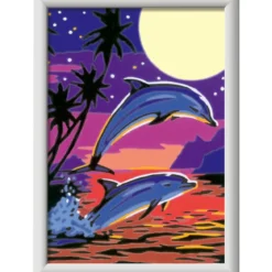 creart - delfini al chiaro di luna