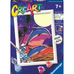creart - delfini al chiaro di luna