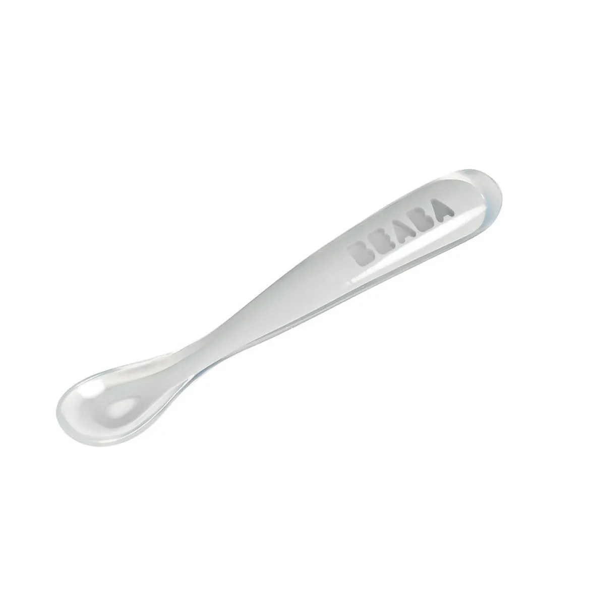 cucchiaio ergonomico prime pappe - silicone - grigio - maneggevole per gli adulti e delicato per i bambini