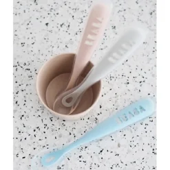 cucchiaio ergonomico prime pappe - silicone - rosa - maneggevole per gli adulti e delicato per i bambini