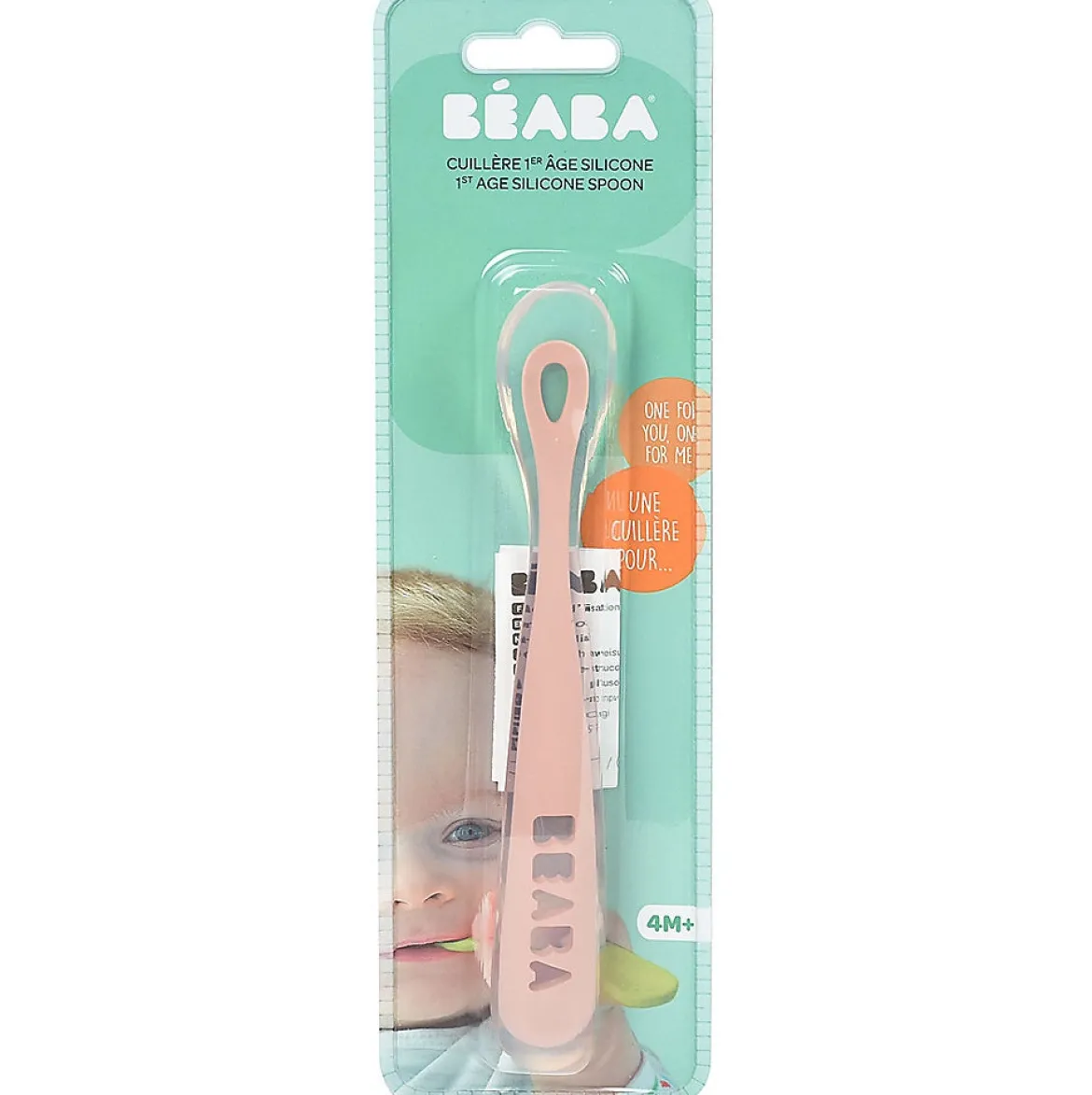 cucchiaio ergonomico prime pappe - silicone - rosa - maneggevole per gli adulti e delicato per i bambini