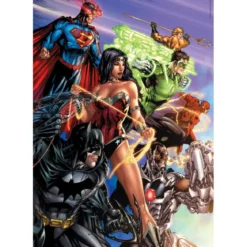 dc comics - justice league - puzzle compact + poster - puzzle 1000 pezzi