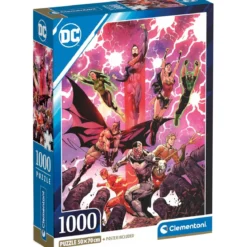 dc comics - justice league - puzzle compact + poster - puzzle 1000 pezzi